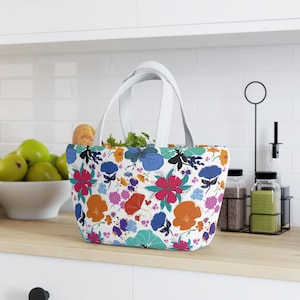Floral Lunch Bag, Insulated Lunch Tote, Eco-Friendly Bag, Perfect for Picnics, School or Work, Great Gift for Her