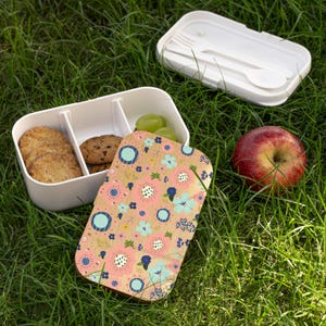 Floral Bento Lunch Box, Eco-Friendly Meal Prep Container, Reusable Food Storage, Gift for Students, Picnics, Mothers Day