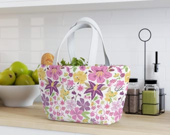 Thermotasche mit Blumenmuster: Neopren-Kühltasche