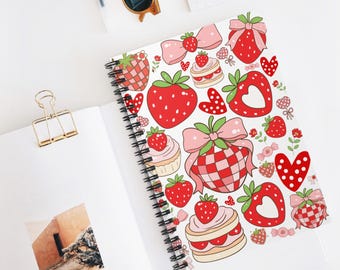 Strawberry Spiral Notebook – Cute Stationery, Journal, School Notes