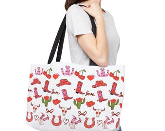 Fun Cowgirl Weekender Tote Bag: Western Travel, Beach Tote