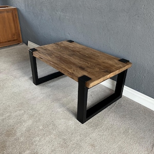 Live Edge Wood Coffee Table: Natural Walnut with U-Shaped Legs