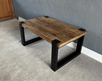 Live Edge Wood Coffee Table: Natural Walnut with U-Shaped Legs