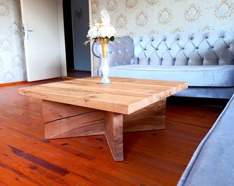 Rustic Oak Coffee Table: Square Farmhouse Style