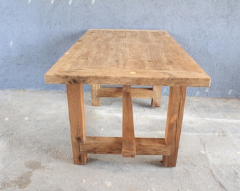 Handmade Rustic Reclaimed Wood Table: Industrial Farmhouse Style