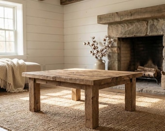 Rustic Barnwood Coffee Table: Square Farmhouse Style