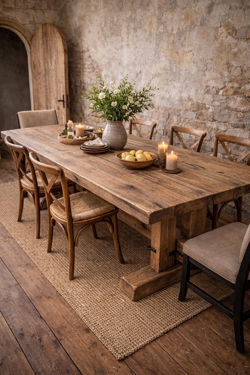 Handmade Rustic Wood Dining Table: Solid Live Edge, Industrial Style - Etsy