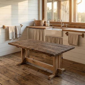 Handmade Rustic Wood Dining Table: Solid Live Edge, Industrial Style