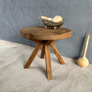 Handcrafted Rustic Barnwood Stool: Farmhouse Accent Table