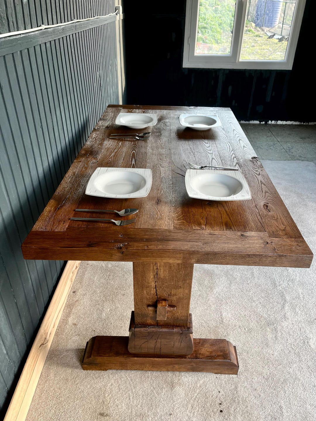 Handmade Solid Wood Dining Table: Rustic Walnut Kitchen Table - Etsy