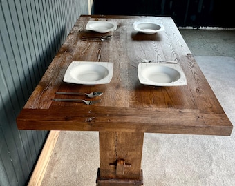 Handmade Solid Wood Dining Table: Rustic Walnut Kitchen Table