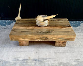 Mesa de centro de roble macizo hecha a mano: estilo Japandi
