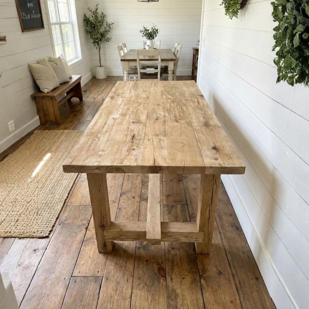 Recycled Oak Dining Table: Rustic Farmhouse Kitchen Table - Etsy
