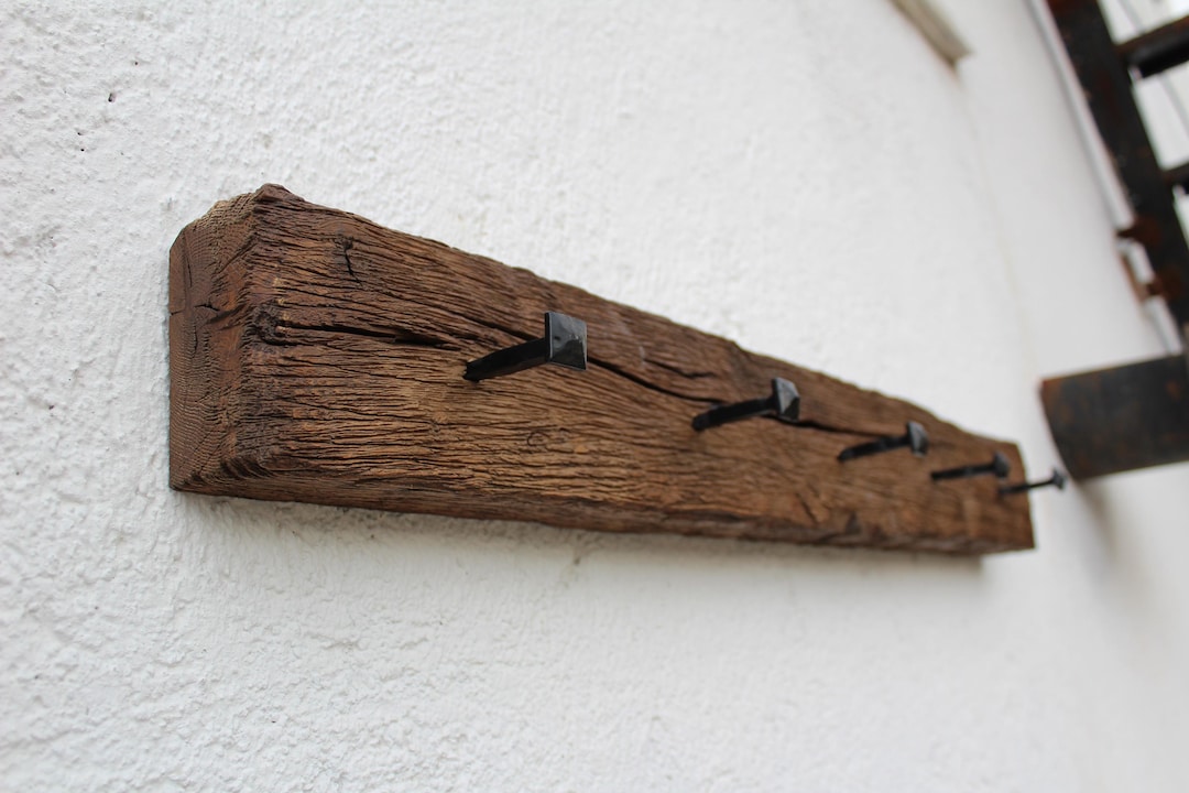 Rustic Hangers Rustic Wooden Wall Rack With Hooks-farmhouse Style Hanger-reclaimed ...
