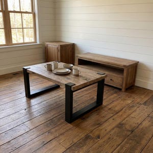 Handcrafted Live Edge Wood Coffee Table: Modern U-Shaped Metal Legs