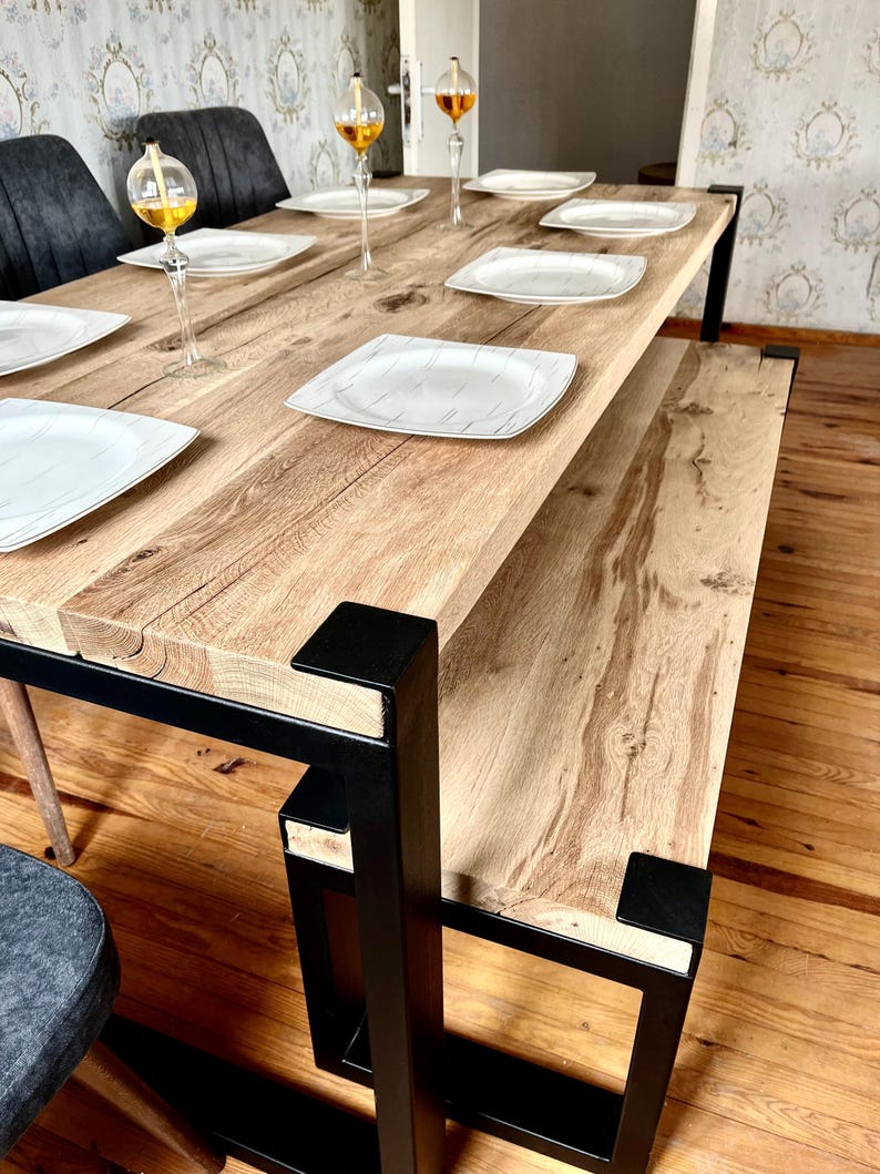 Solid Wood Log Dining Table: Rustic Farmhouse Kitchen Table - Etsy