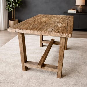 Recycled Oak Dining Table: Rustic Farmhouse Kitchen Table