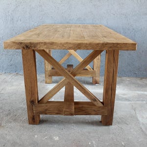 Handmade Rustic Wood Table: Reclaimed Timber, Industrial Style