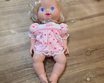 Baby All Gone Doll Vintage 1991 Kenner Blonde Blue Eyes Heart Pink Cherry Outfit