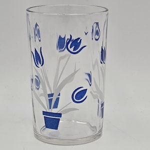 Vintage Swanky Swig-Kraft Blaue Tulpe Weiße Stengelblätter von Hazel Atlas für Kraft