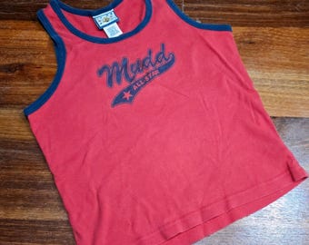 Vintage Mudd Kids Red Navy Blue All-Star Graphic Ringer Tank Top Sleeveless Med.