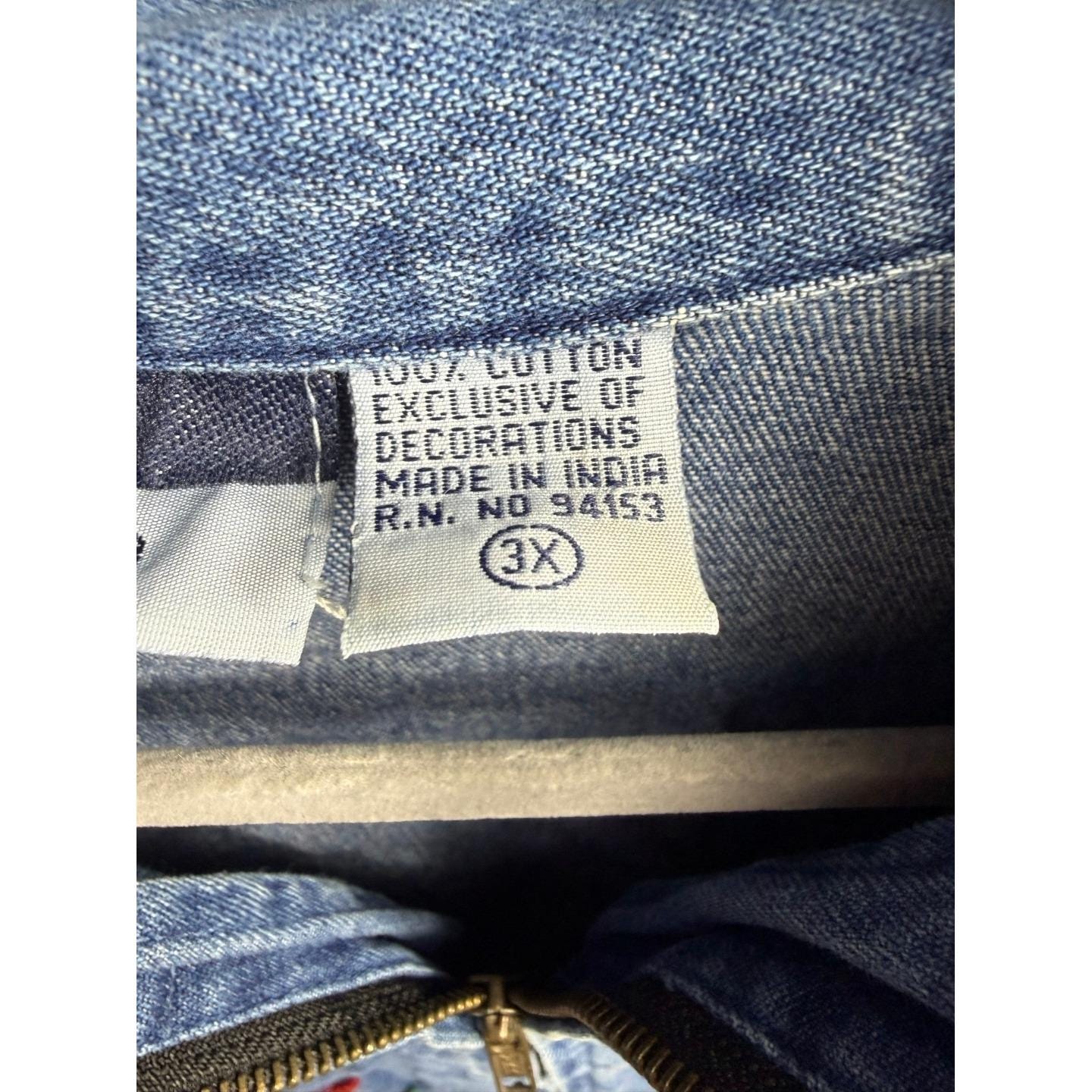 Vintage Sara Studio Women's 3X Denim Jacket Fall Leaf Embroidered