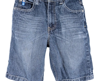Pantalones cortos vaqueros Southpole para niño, estilo Y2K, color azul, talla 7, cintura ajustable, lavado medio, estilo urbano.