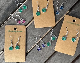 Paw Print Dangle Earrings: Pet Lover Gift