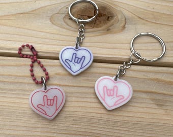 Custom ASL Resin Keychain, I Love You Sign Language, Deaf Awareness Gift