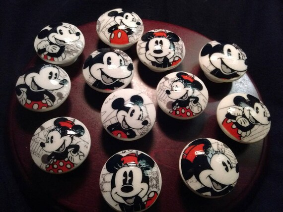 Handmade White Knob Drawer Pull Minnie Mickey Mouse Dresser Etsy