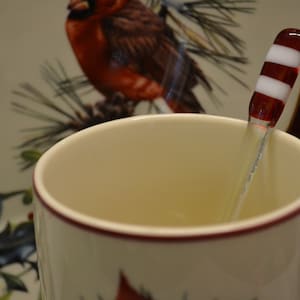Christmas Swizzle Stick, Fused Glass, Candy Cane, Coffee Stirrer, Cocktail Swizzle, Party Favor, Drink Stir Rod, Wedding Favor, Holiday