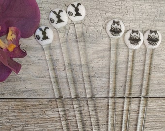 Ostern Swizzle Stick geschmolzenes Glas, Osterkorb, Osterhase Rührstab, Cocktail-Rührer, Pink Blau Gelb, Einzigartiges Geschenk, heiße Schokolade