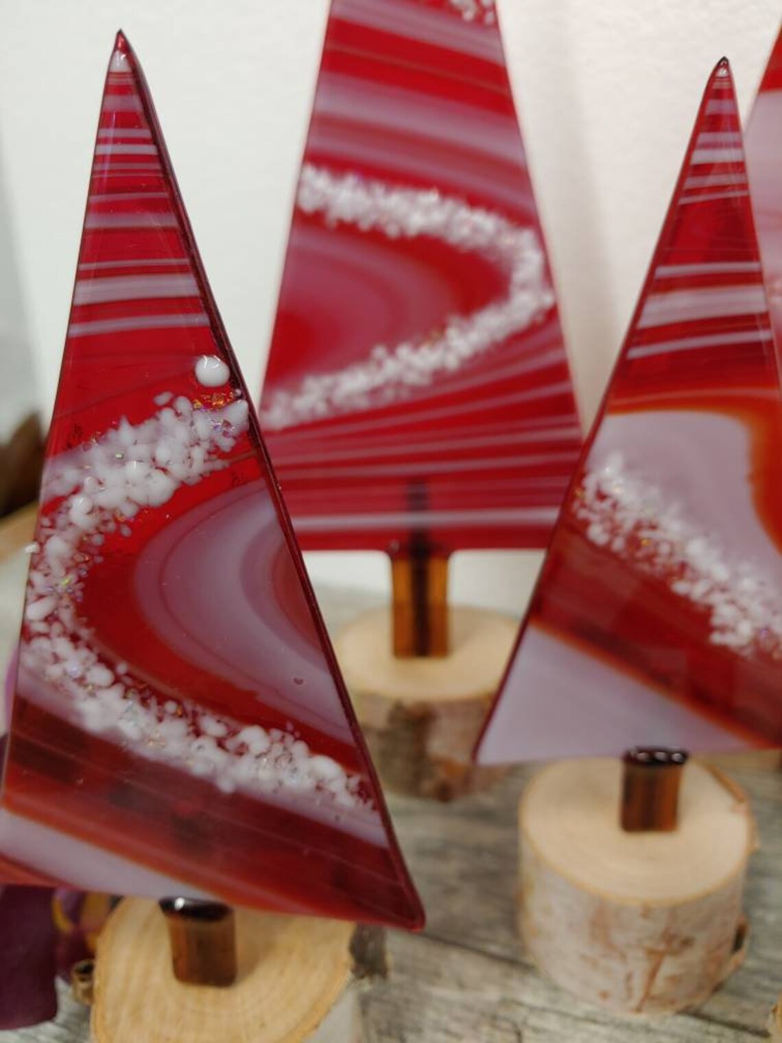 Fused Glass Table Top Christmas Tree Mantel Decoration Candy Etsy