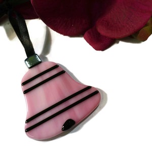 Diva Christmas Ornament, Fused Glass, Pink, Black, Sun Catcher, Retro, Old Fashioned, Girly image 1