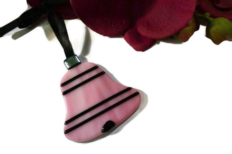 Diva Christmas Ornament, Fused Glass, Pink, Black, Sun Catcher, Retro, Old Fashioned, Girly image 1