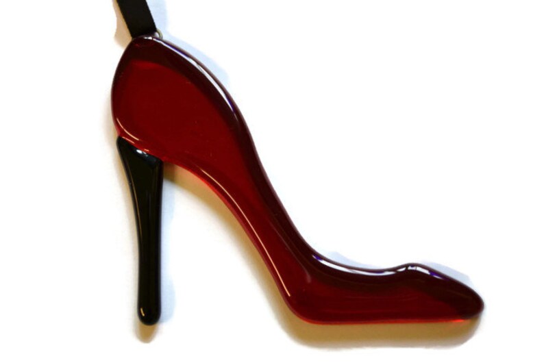 Fused Glass High Heel Christmas Ornament Red Sun Catcher Etsy