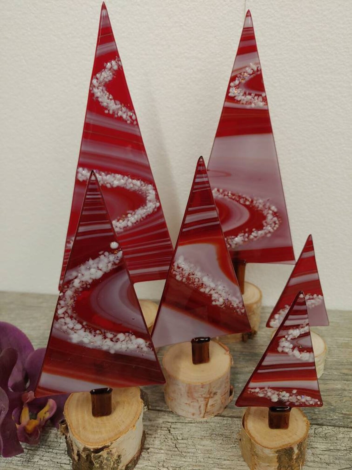 Fused Glass Table Top Christmas Tree Mantel Decoration Candy Etsy