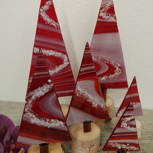 Fused Glass Table Top Christmas Tree Mantel Decoration Candy Etsy