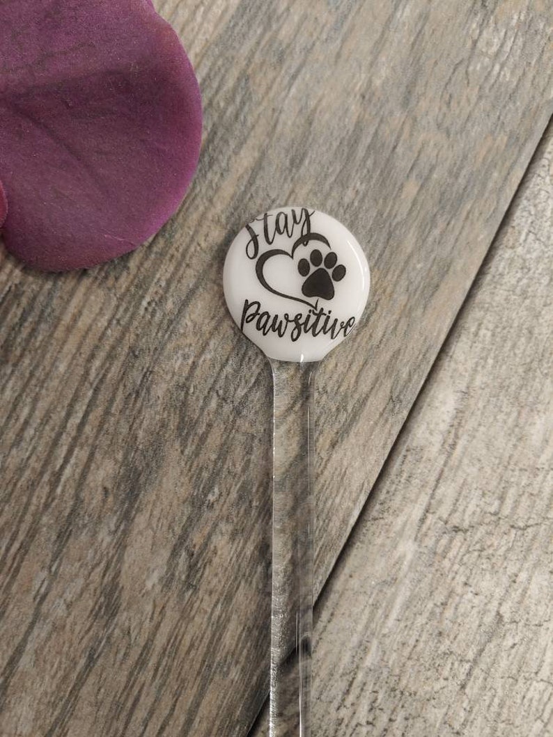 Cat Swizzle Stick Fused Glass, Coffee Stirrer, Hot Chocolate, Crazy Cat Lady, Tea Stir Stick, Cocktail Stirrers, Cat Lovers Gift, Black Stay Pawsitive