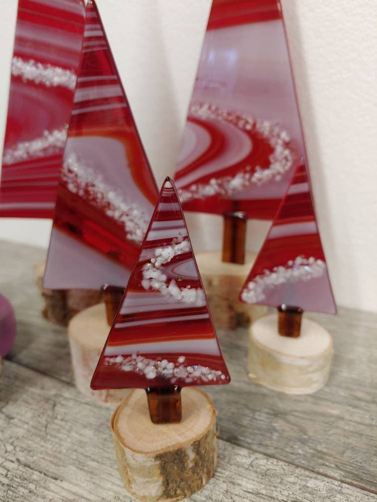 Fused Glass Table Top Christmas Tree Mantel Decoration Candy Etsy