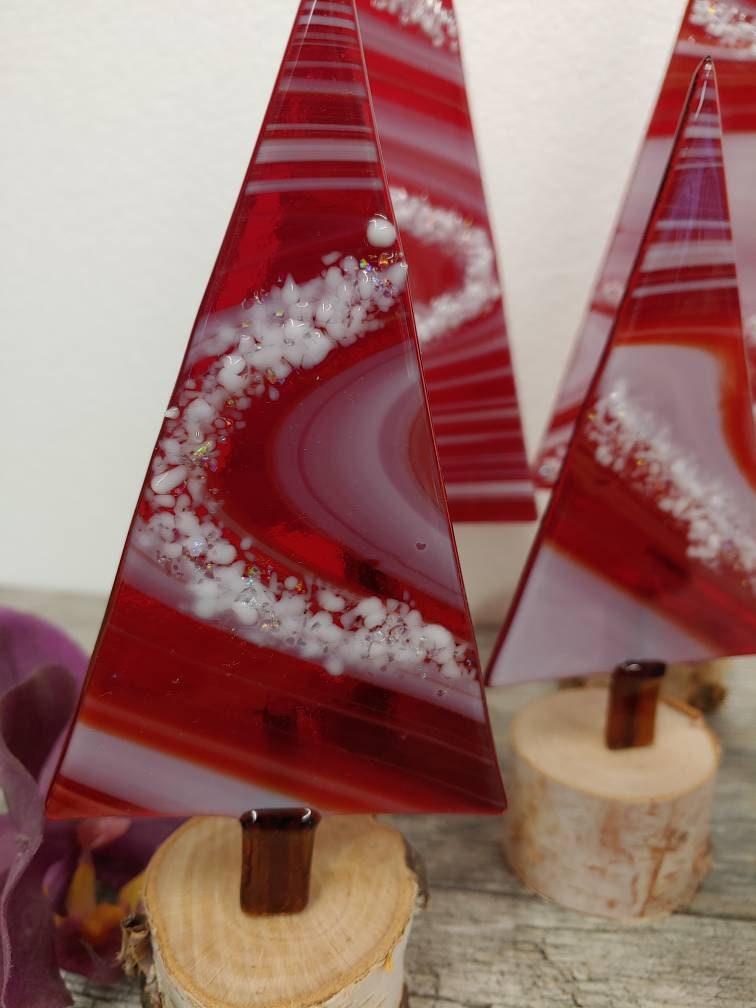 Fused Glass Table Top Christmas Tree Mantel Decoration Candy Etsy