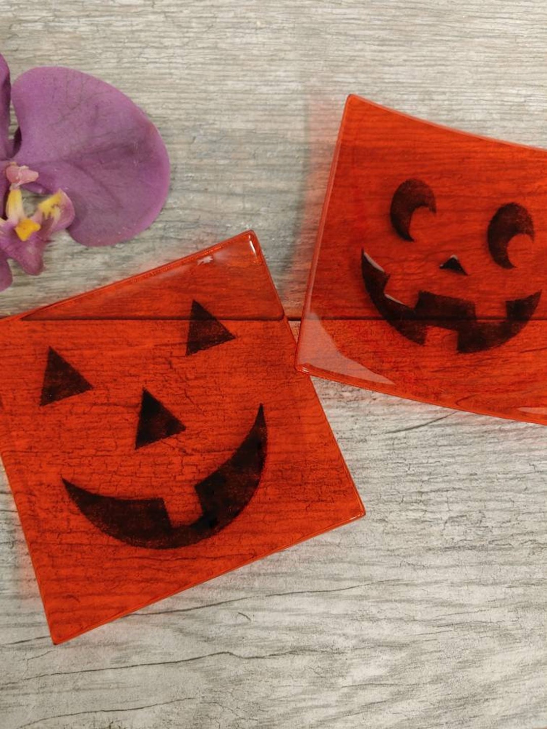 Fused Glass Jack O Lantern Plate: Halloween Decoration, Spoon Rest - Etsy