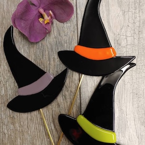 Fused Glass Witch Hat Garden Stake: Halloween Yard Art