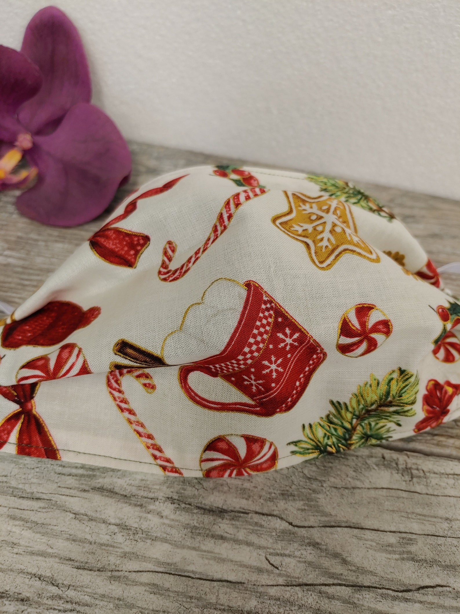 Fabric Face Mask Christmas Design Old Fashioned Santa Etsy