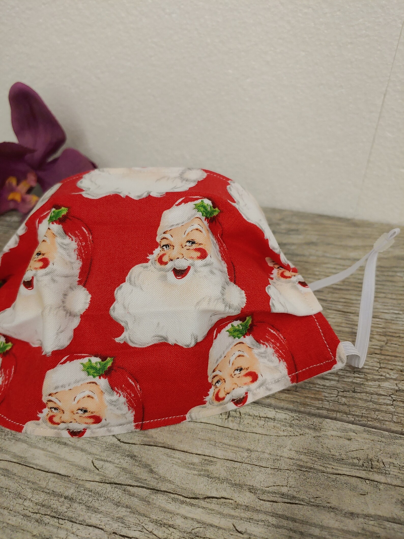 Fabric Face Mask Christmas Design Old Fashioned Santa Etsy