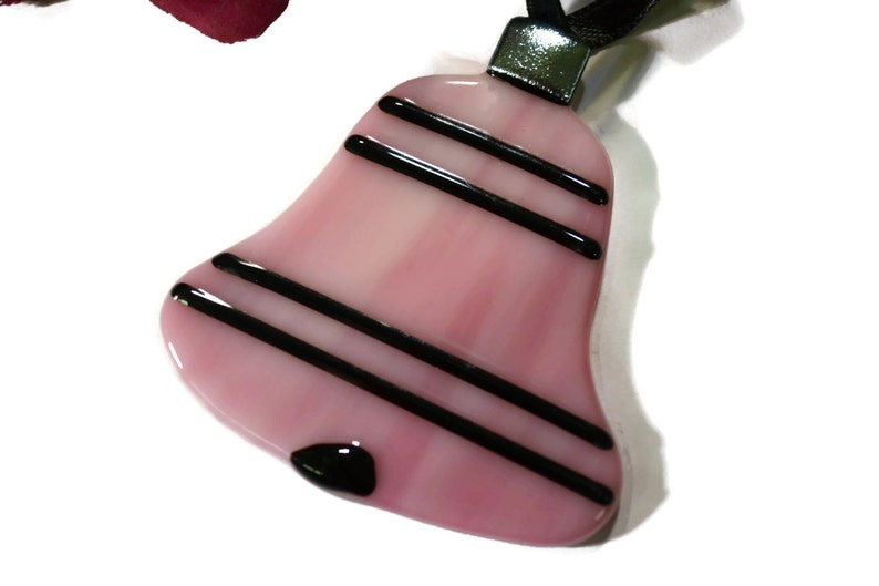 Diva Christmas Ornament, Fused Glass, Pink, Black, Sun Catcher, Retro, Old Fashioned, Girly image 3