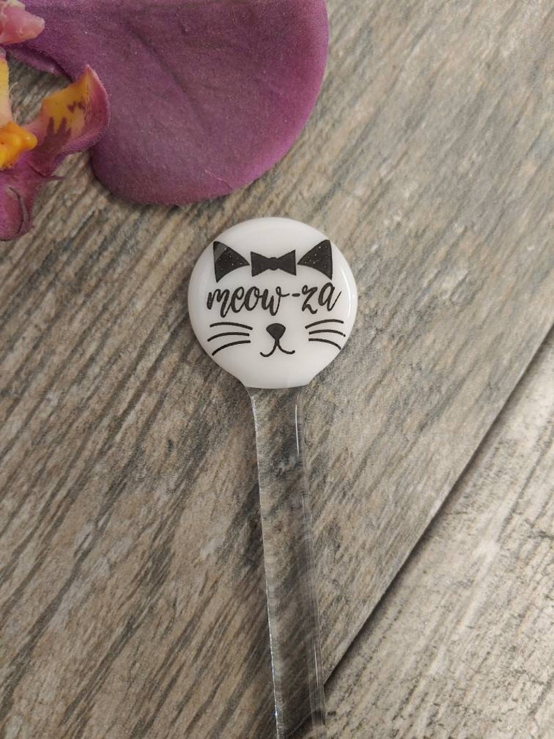 Cat Swizzle Stick Fused Glass, Coffee Stirrer, Hot Chocolate, Crazy Cat Lady, Tea Stir Stick, Cocktail Stirrers, Cat Lovers Gift, Black Meow-za