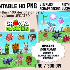 PNG Grow a Garden Roblox Inspired Printable |100 updated Unique Designs |High-Resolution |Cricut & Silhouette Compatible| A4orUS letter size