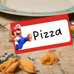 Etiquetas de comida para festa de aniversário do Super Mario Bros