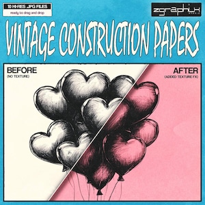 Texturas de papel de construcción vintage para Photoshop / Texturas de calidad superior / Superposiciones de texturas para diseño / Hallazgo poco común / Origen original